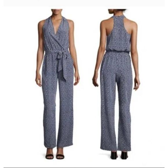 Tory Burch Silk Tribal Print V-neckline Wide-Leg Jumpsuit Size S/P. ** - Picture 1 of 15